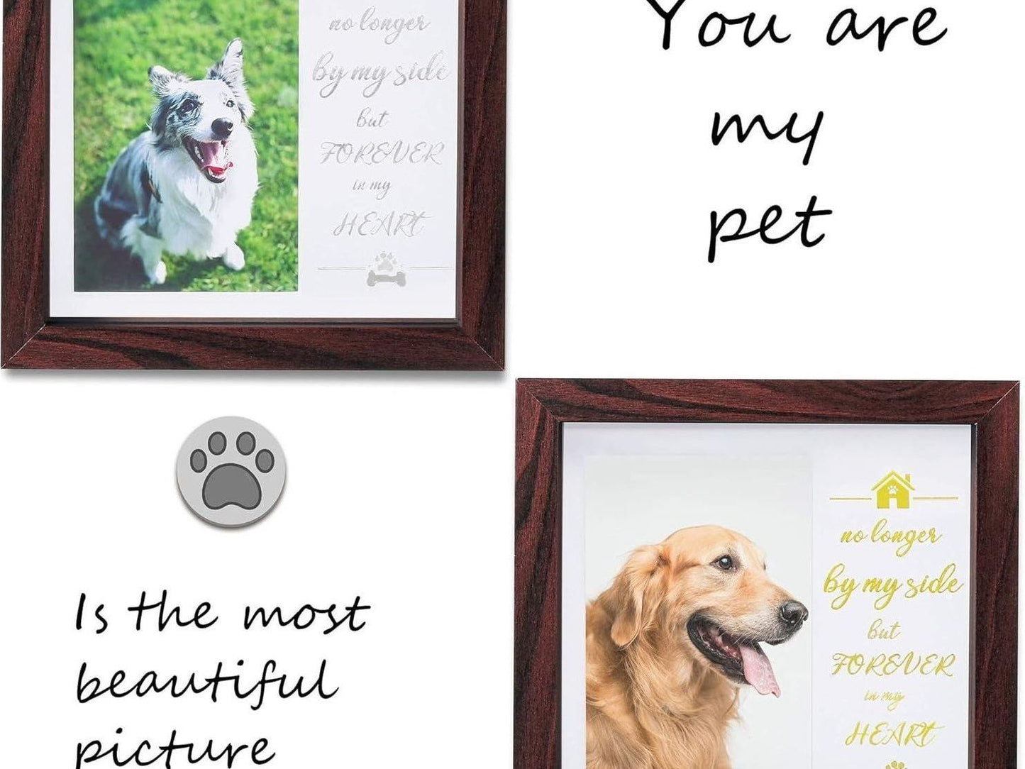 Mahogany Pet Memorial Picture Frame - Sentimental Tribute for Dog and Cat Loss, Keepsake Frame for Remembrance and Sympathy Gifts