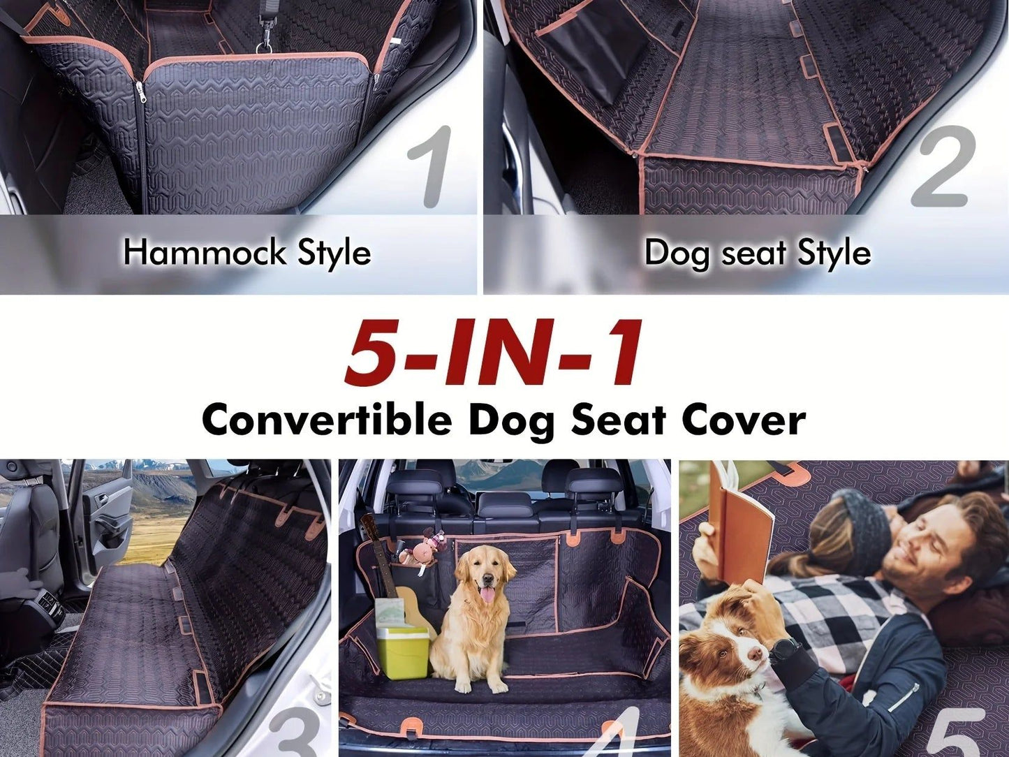 Dog Car Seat Cover, 600D Scratch Proof Nonslip Durable Back Seat, Dog Hammock with Mesh Window and Storage Pocket for Cars Trucks and Suvs