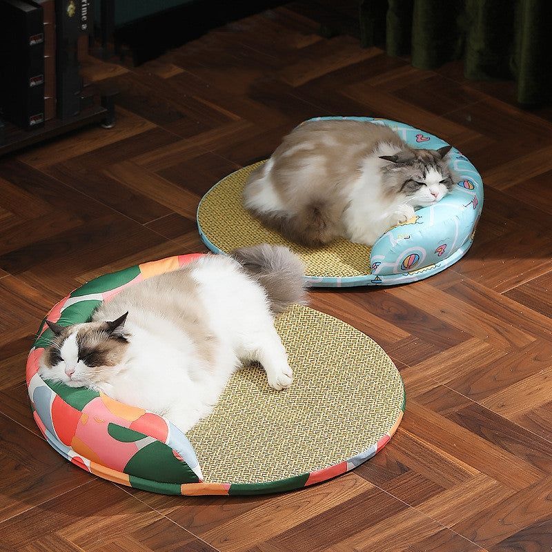 New Summer Cool Pet Sofa Beds Weaving Rattan Pillow to Lean on Mat Cat Dog Nest Etachable Prevent Cervical Spondylosis Pet Bed