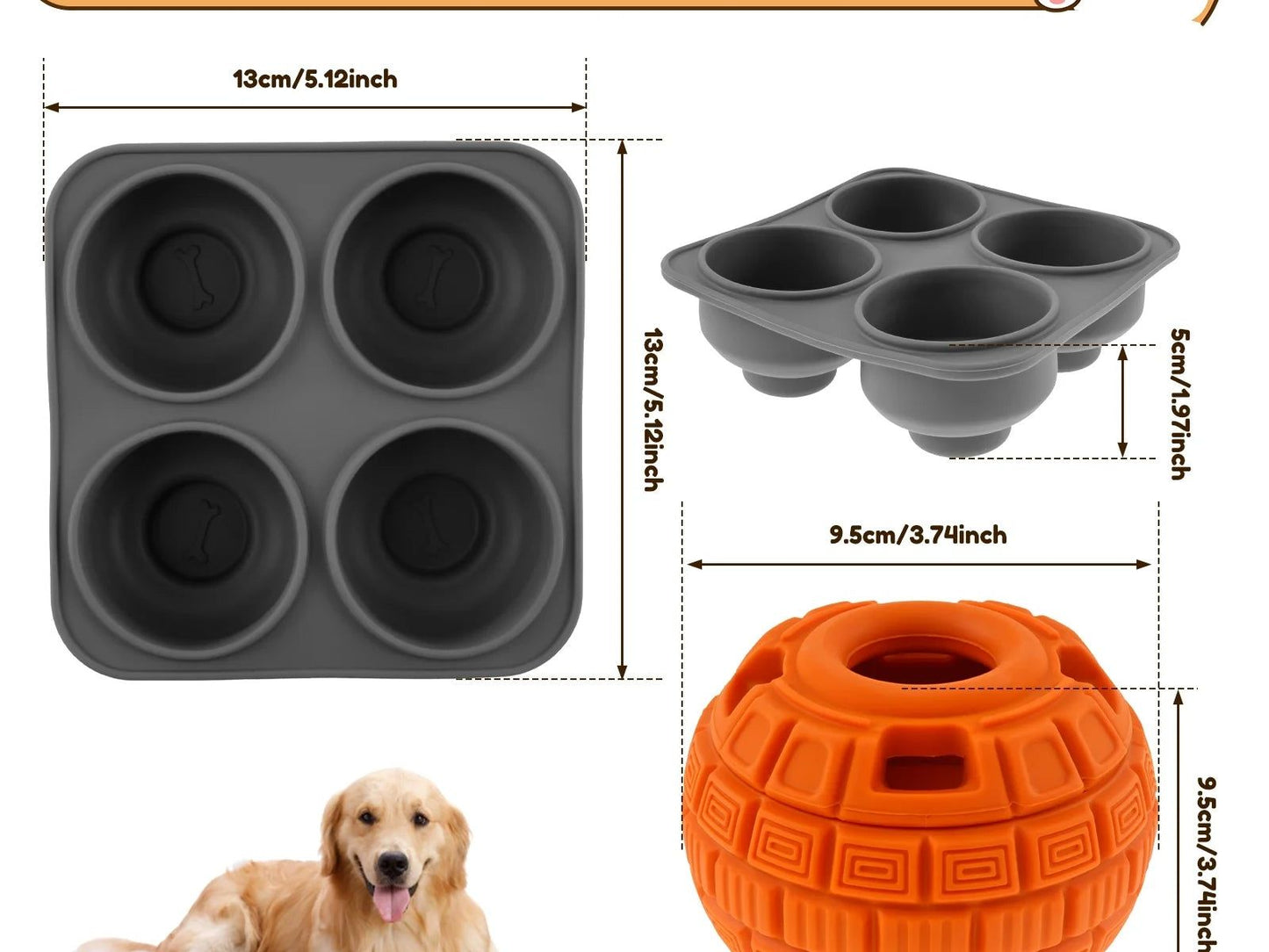 Frozen Dog Treat Ball Rubber Frozen Treat Dog Toys Slow Food Training Frozen Dog Treats Dispenser Interactive Frozen Dog Lick Treat Ball with Treat Tray Mold for Dogs Puppy