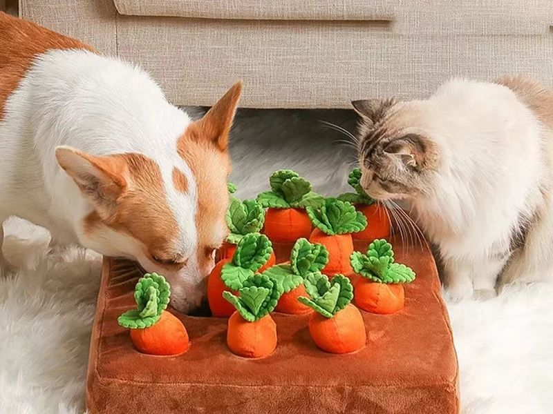 Dog Toys Snuffle Mat for Pet Plush Carrot Toy Mat Innovative Plush Vegetable Field Pull Radish Plush Carrot Dog Interactive Toys