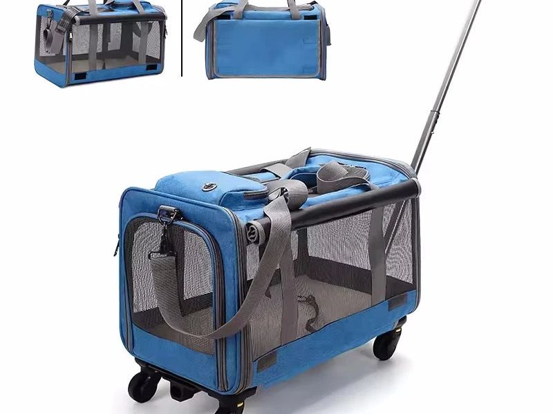 Rolling Pet Carrier Foldable Travel Bag for Small Medium Dogs and Cats Detachable Mesh Window EU Free Pet Rolling Carrier