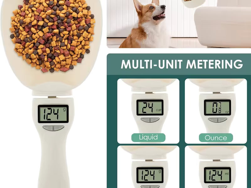 Pet Food Measuring Scoop – Electronic Digital Spoon Scale for Dogs & Cats