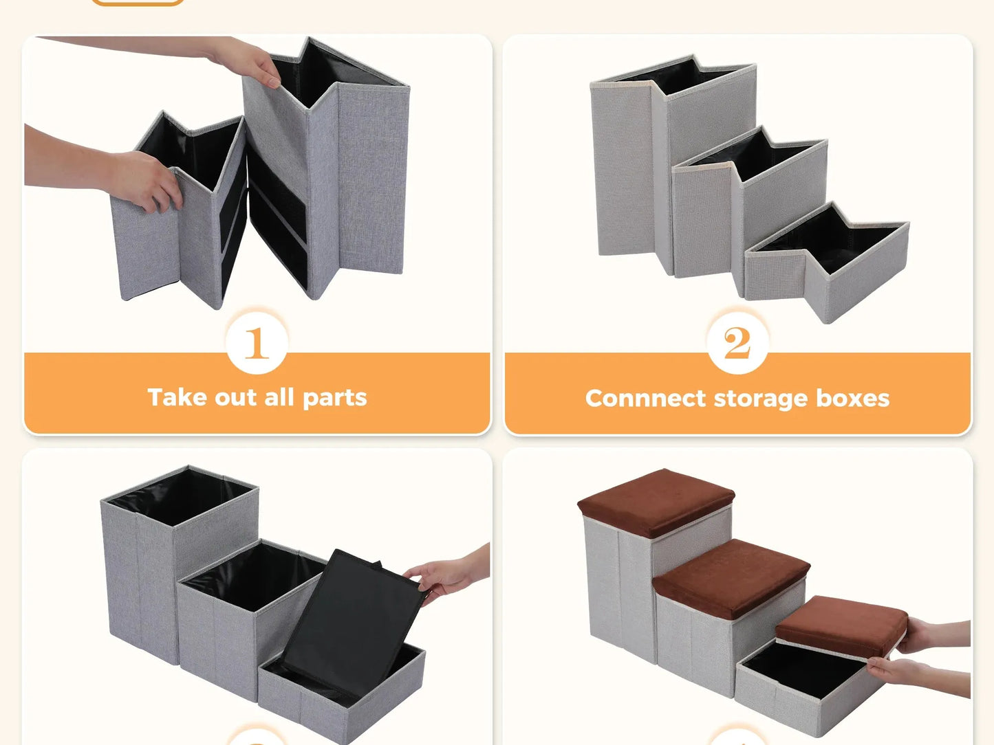 3-Tier Foldable Pet Stairs – Portable Non-Slip Steps for Elderly Pets