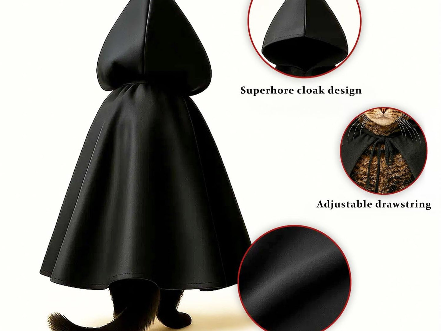 Black Bat Cat Costume with Cloak, Funny Bat Mask and Cat Cloak , Cat Outfit and Hoodie for Cosplay, Halloween, Cat Clothes and Accessories for Indoor Cats, Bat Cat Mask and Apparel, Superhero Easter Pet Costume (Big - Middle)