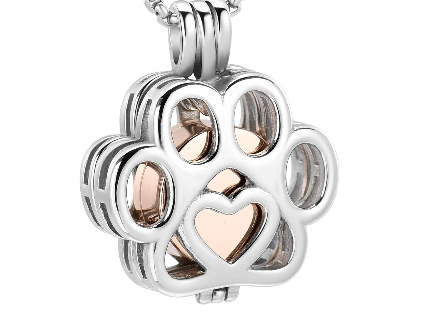 Stainless Steel Hollow Urn Pendant Memorial Necklace