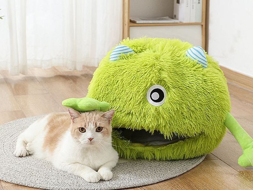 Cat Beds for Indoor Cats Cat Bed Machine Washable Fluffy round Pet Bed Non Slip Calming Soft Plush Cuddler Cushion Self Warming for Small Dogs Kittens