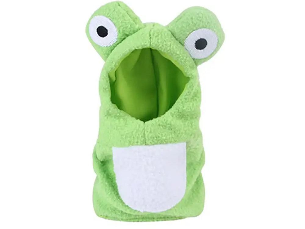 Funny Frog Shaped Birds Clothes Plush Flying Suit Parrots Costume Cosplay Outfit Winter Warm Hat Hooded Pet Bird Accessories