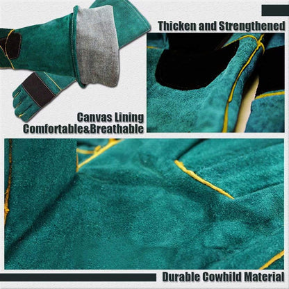 Professional Animal Handling Gloves for Protection Against Bites and Scratches - Suitable for Dogs, Cats, Birds, and Parrots (Green)