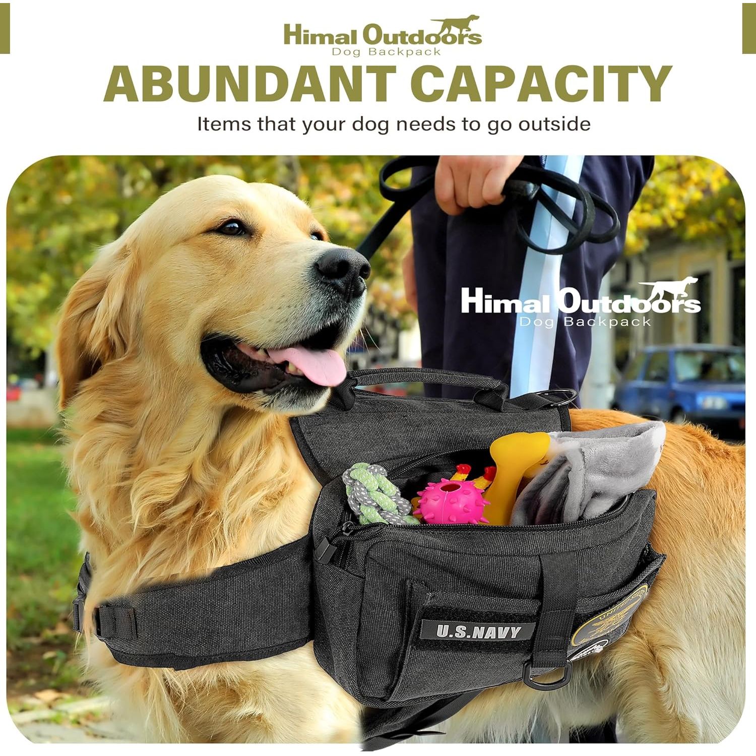 Outdoors Tactical Dog Backpack and Saddle Bag for Large Dogs, Featuring Side Pockets and Adjustable Straps for Hiking