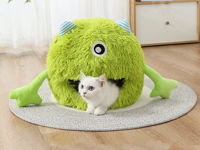 Cat Beds for Indoor Cats Cat Bed Machine Washable Fluffy round Pet Bed Non Slip Calming Soft Plush Cuddler Cushion Self Warming for Small Dogs Kittens