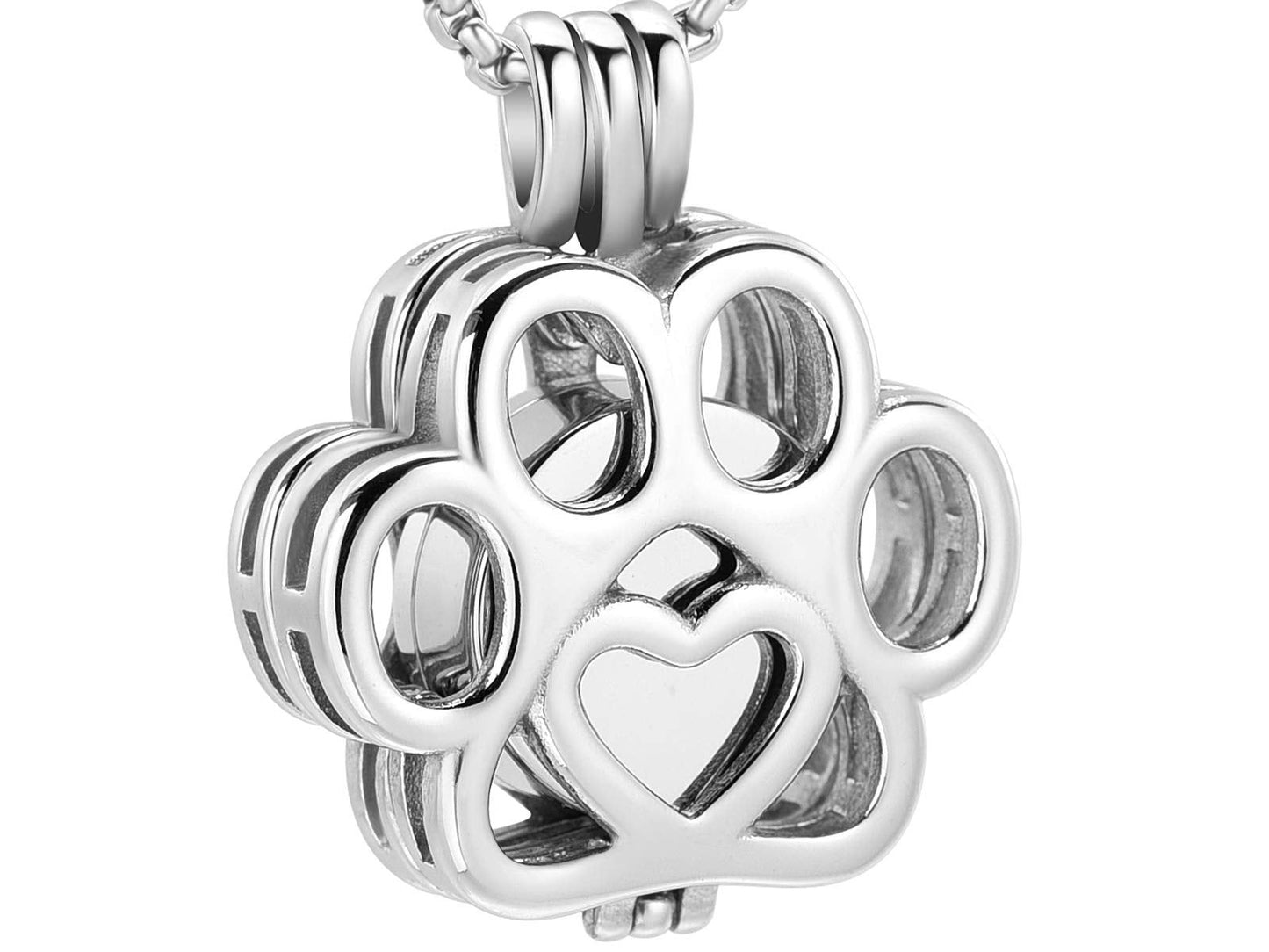 Stainless Steel Hollow Urn Pendant Memorial Necklace