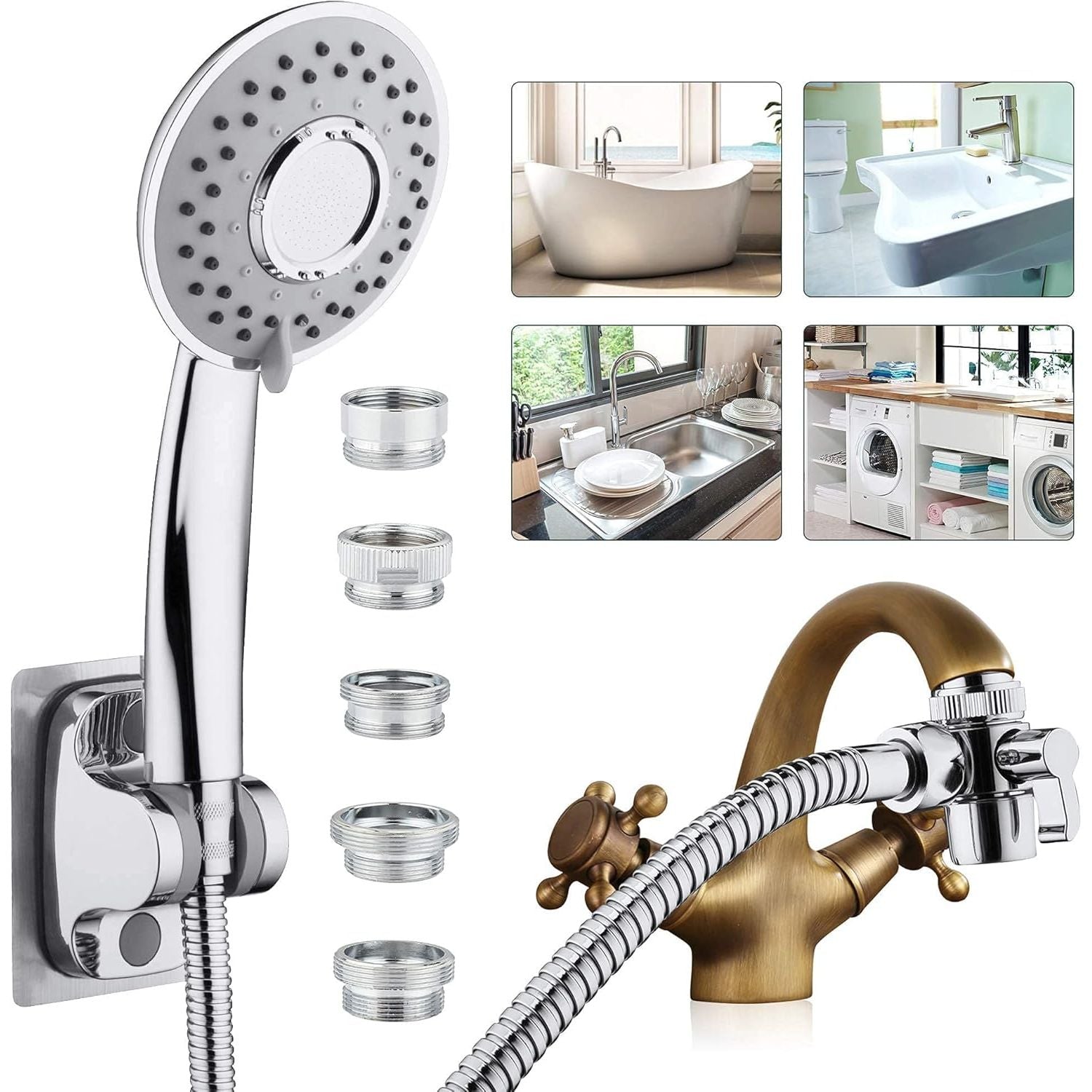 Sink Faucet Sprayer Attachment - Versatile Shower Head for Tub Faucets, Ideal for Dog Bathing and Multi-Purpose Use in Laundry, Bathroom, and Kitchen