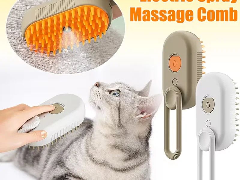 3-In-1 Dog Hair Brush Cat Hair Brush Electric Pet Cleaning Brush Steam Spray Brush Massage Hair Removal Comb anti Flying Brush