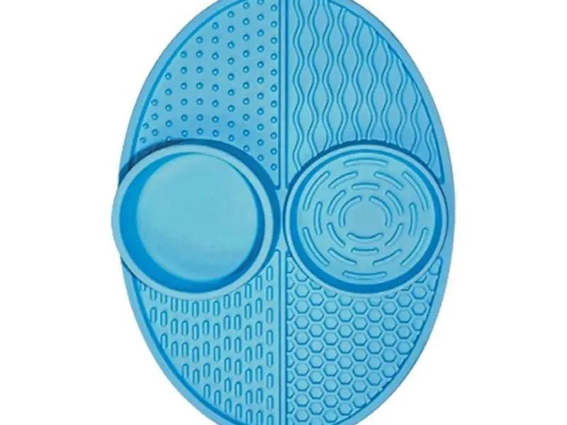 Pet Licking Mat Slower Feeder Pad for Dogs Silicone Double Bowl Slow Feeding Pad