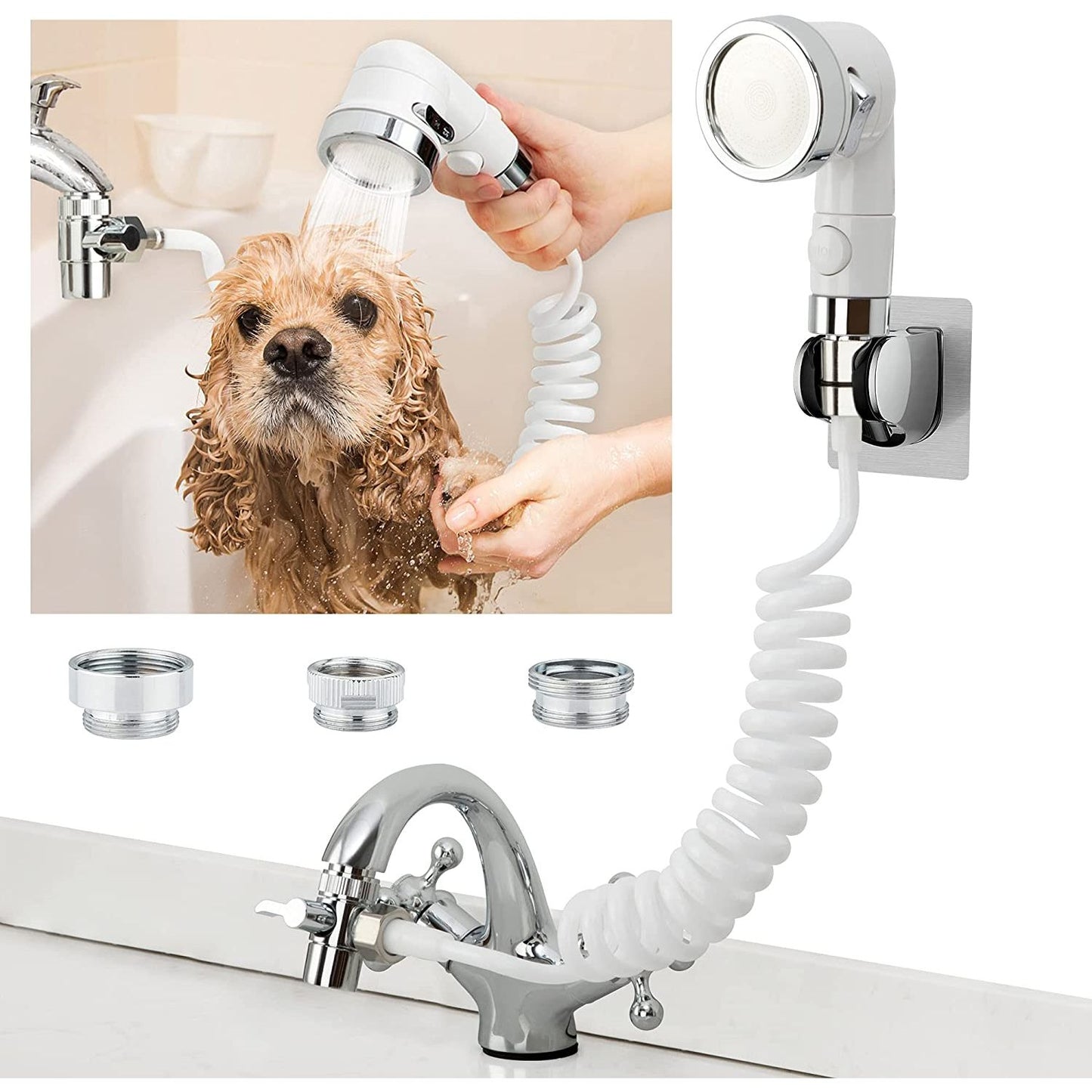 Sink Faucet Sprayer Attachment - Versatile Shower Head for Tub Faucets, Ideal for Dog Bathing and Multi-Purpose Use in Laundry, Bathroom, and Kitchen