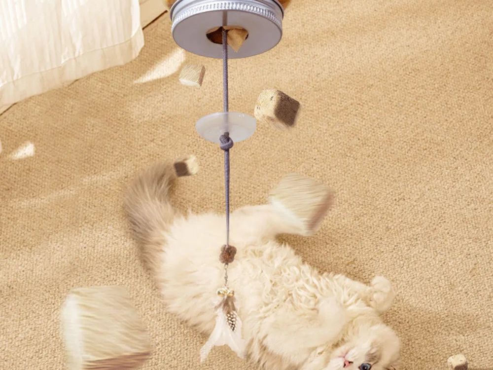Cat Toy Interactive Cats Leak Food Feather Toys with Bell Hanging Door Scratch Rope Pets Food Feeder Dispenser Kitten Catnip Toy