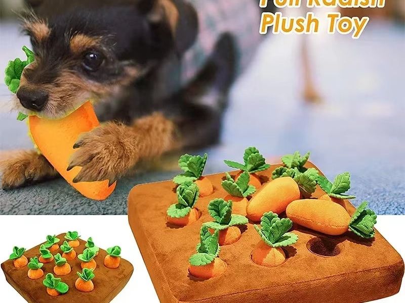 Dog Toys Snuffle Mat for Pet Plush Carrot Toy Mat Innovative Plush Vegetable Field Pull Radish Plush Carrot Dog Interactive Toys