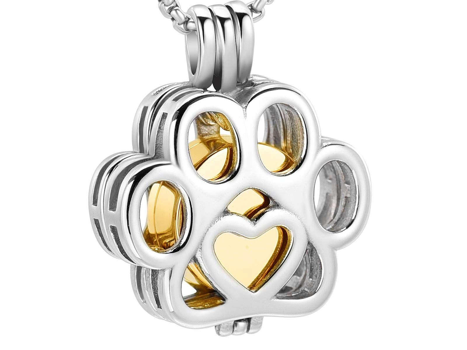 Stainless Steel Hollow Urn Pendant Memorial Necklace