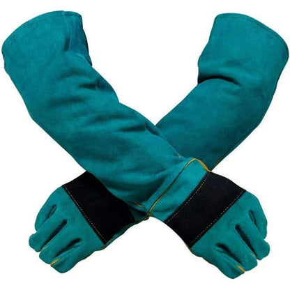 Professional Animal Handling Gloves for Protection Against Bites and Scratches - Suitable for Dogs, Cats, Birds, and Parrots (Green)