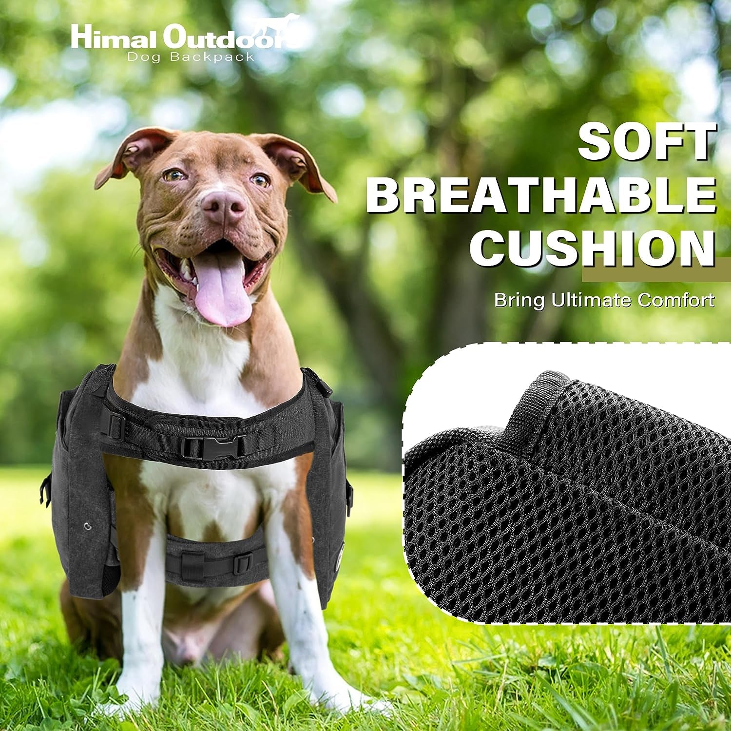 Outdoors Tactical Dog Backpack and Saddle Bag for Large Dogs, Featuring Side Pockets and Adjustable Straps for Hiking