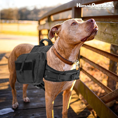 Outdoors Tactical Dog Backpack and Saddle Bag for Large Dogs, Featuring Side Pockets and Adjustable Straps for Hiking