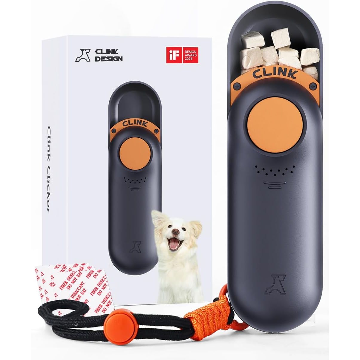 2-in-1 Clicker Dog Trainer and Treat Pouch - Lightweight, Durable Dog Treat Dispenser for Effective Puppy Training, Easy to Clean and Handle, Black