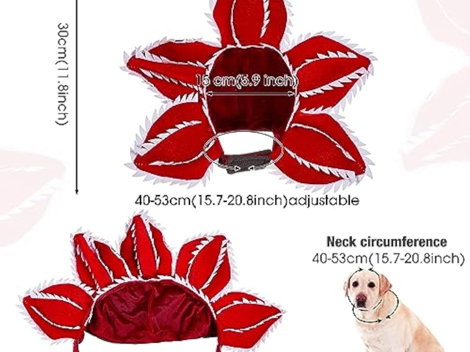 Dog Halloween Chomper Costume - Pet Holiday Demon Hat Scary Headband Flower Cosplay Outfits Funny Headwear Stranger Clothes for Medium Dog