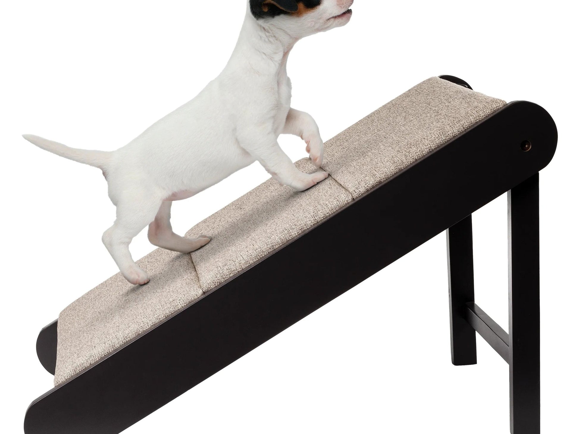 Foldable Wooden Pet Ramp for Bed, Couch, or Vehicle (Gray/Cream)