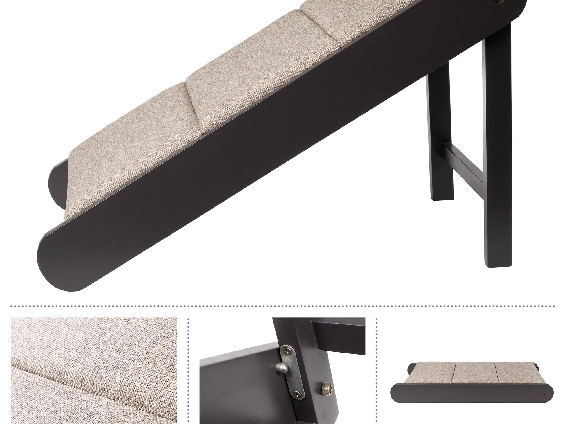 Foldable Wooden Pet Ramp for Bed, Couch, or Vehicle (Gray/Cream)