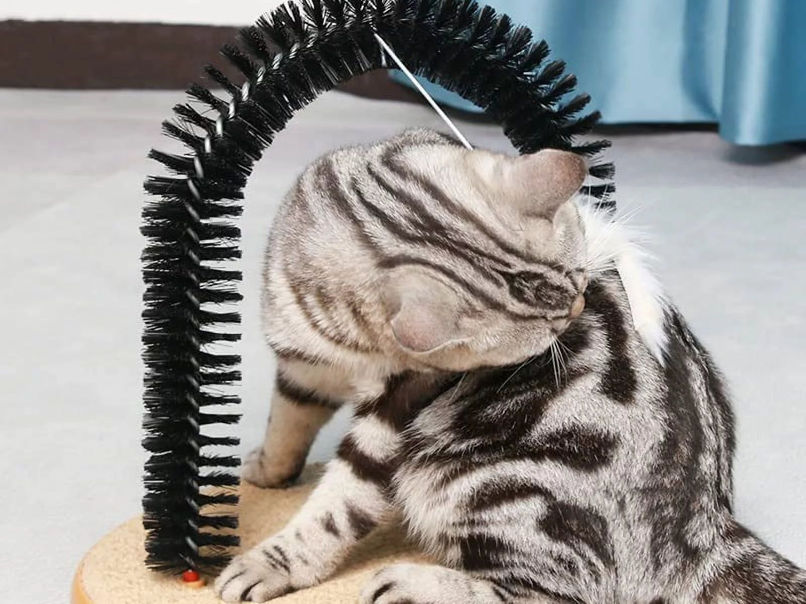 Interactive Cat Toys,Cat Arch Self Groomer Cat Brush,Cat Scratcher Toys,Cat Brush for Grooming with Cat Scratch Pad and Catnip,Cat Brush for Shedding,Cat Scratching Post