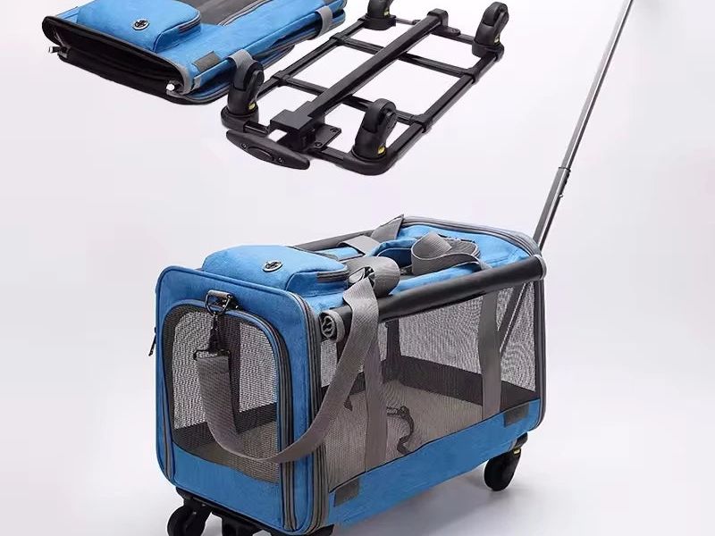 Rolling Pet Carrier Foldable Travel Bag for Small Medium Dogs and Cats Detachable Mesh Window EU Free Pet Rolling Carrier