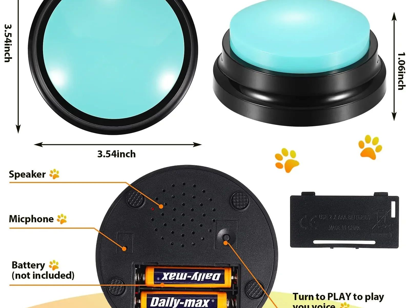 Funny Dog Recordable Pet Toys Travel Talking Pet Starters Dog Speaking Buttons Portable Cute Pet Supplies Communication Dog