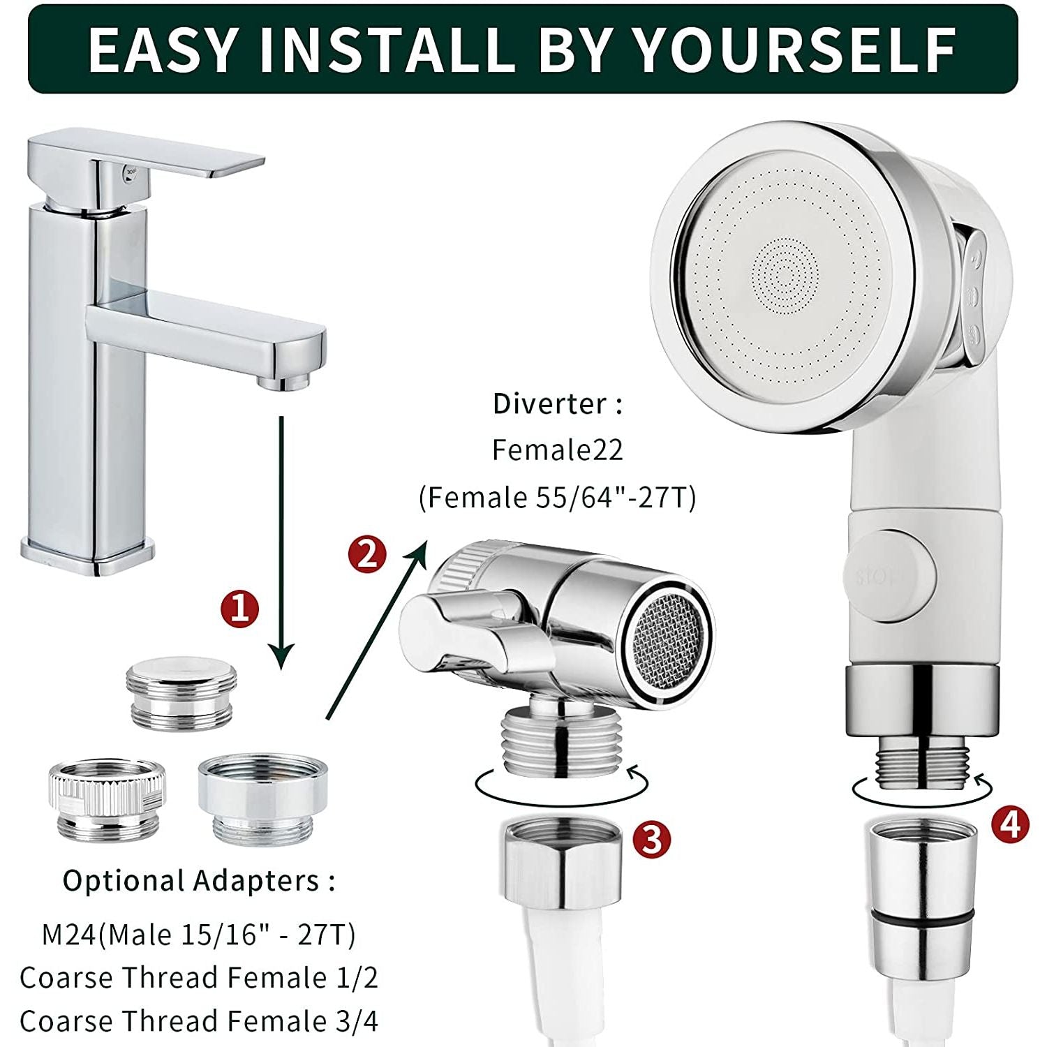 Sink Faucet Sprayer Attachment - Versatile Shower Head for Tub Faucets, Ideal for Dog Bathing and Multi-Purpose Use in Laundry, Bathroom, and Kitchen