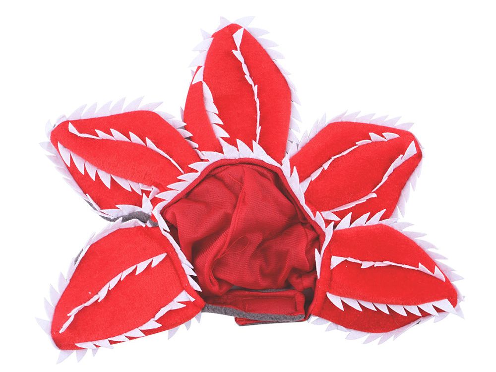 Dog Halloween Chomper Costume - Pet Holiday Demon Hat Scary Headband Flower Cosplay Outfits Funny Headwear Stranger Clothes for Medium Dog