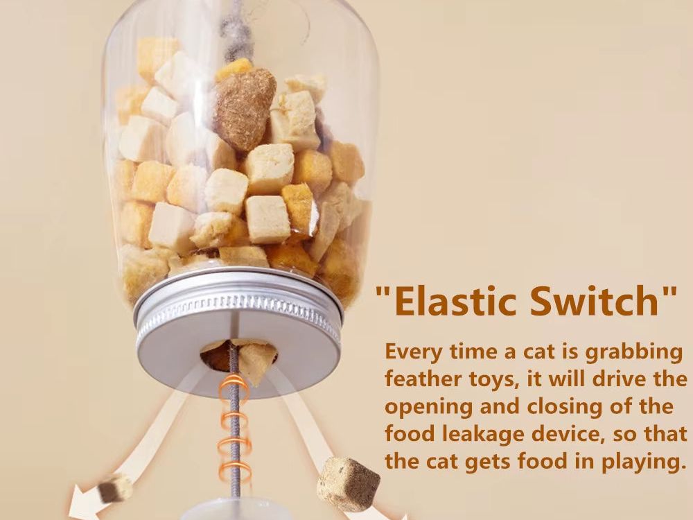 Cat Toy Interactive Cats Leak Food Feather Toys with Bell Hanging Door Scratch Rope Pets Food Feeder Dispenser Kitten Catnip Toy