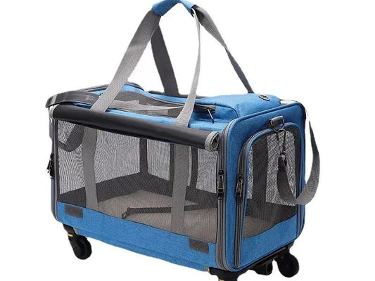 Rolling Pet Carrier Foldable Travel Bag for Small Medium Dogs and Cats Detachable Mesh Window EU Free Pet Rolling Carrier