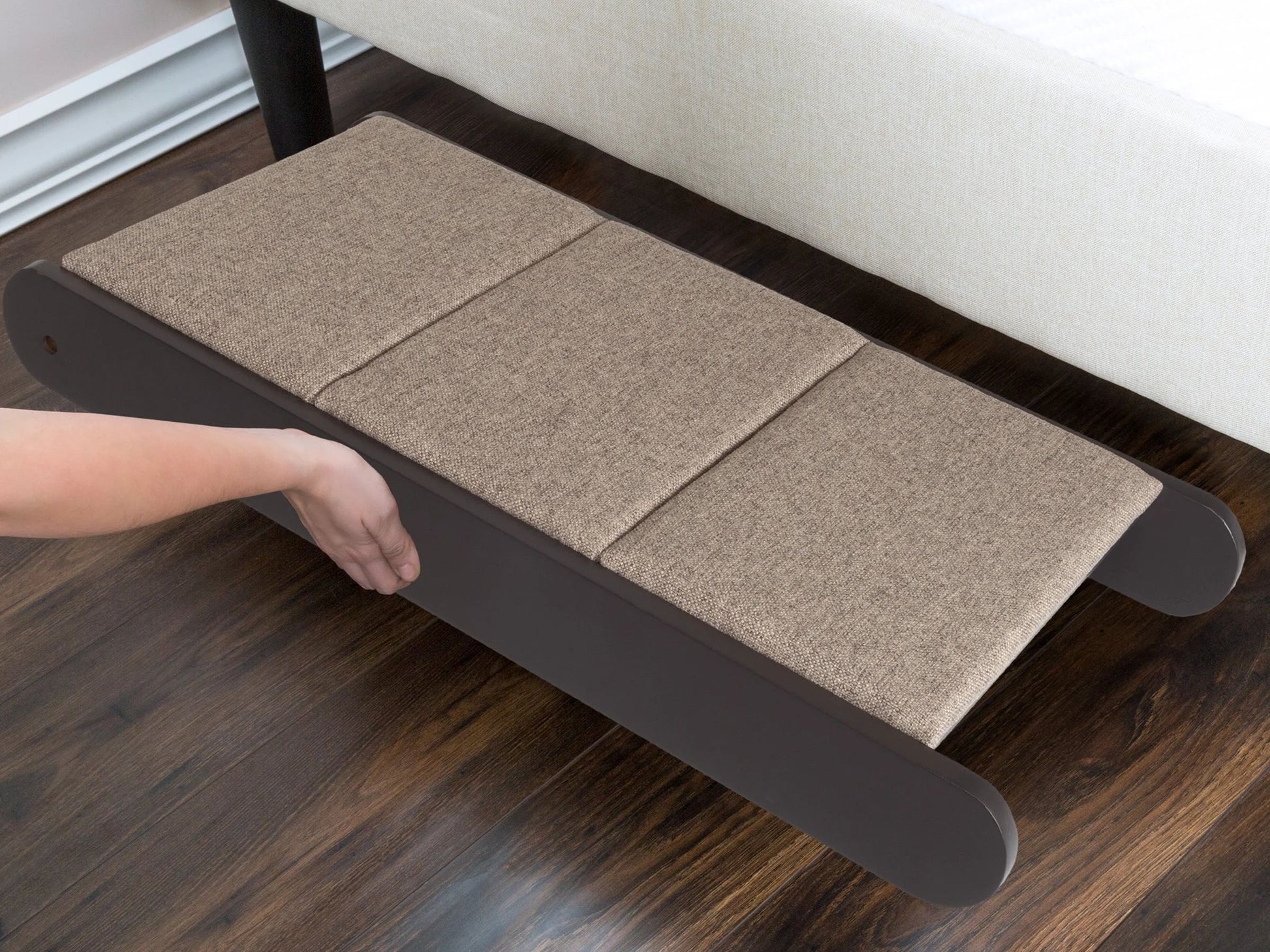 Foldable Wooden Pet Ramp for Bed, Couch, or Vehicle (Gray/Cream)