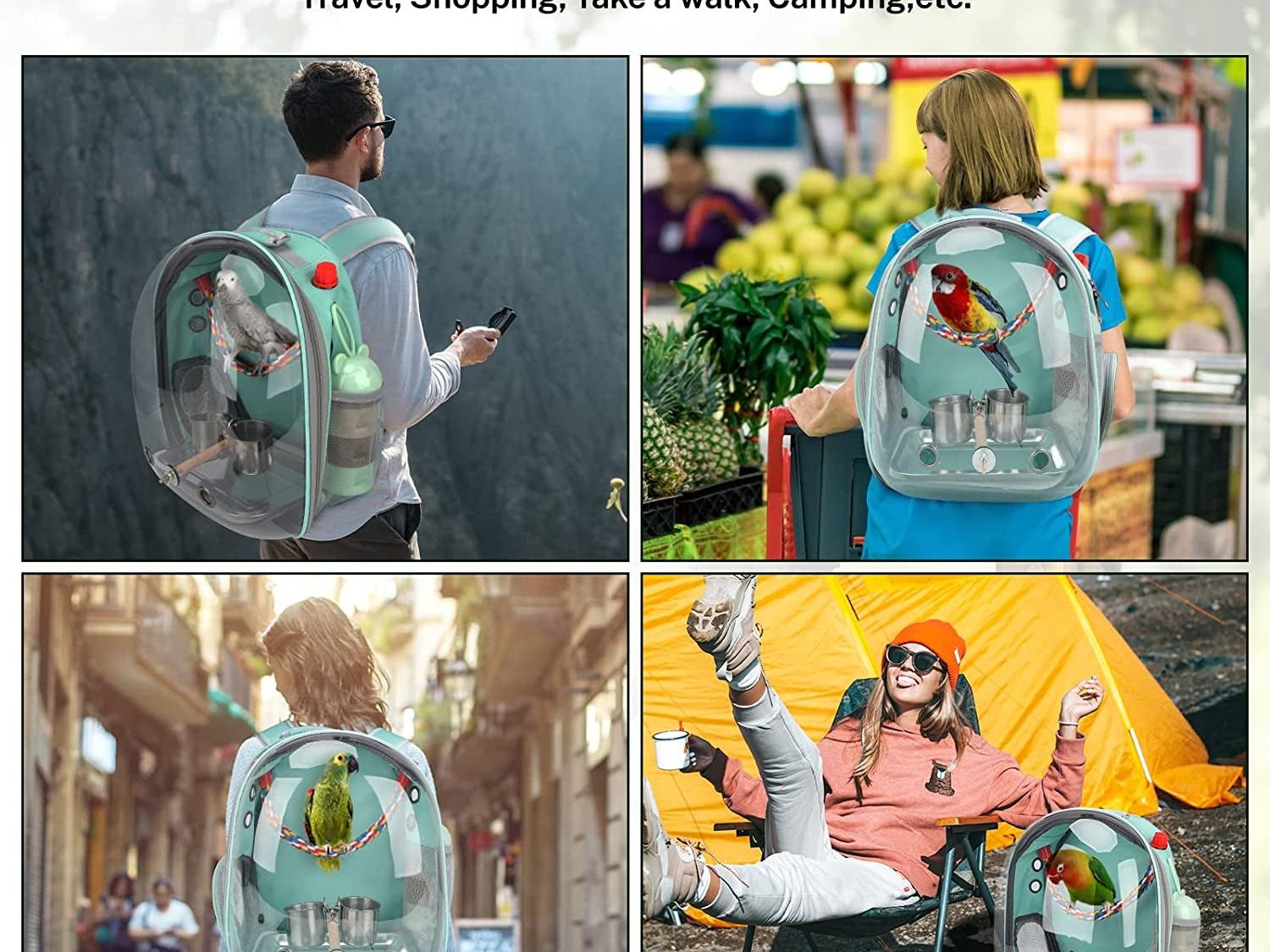 Bird Carrier Backpack Parrot Portable Breathable Bag Pet Bird Lightweight Travel
