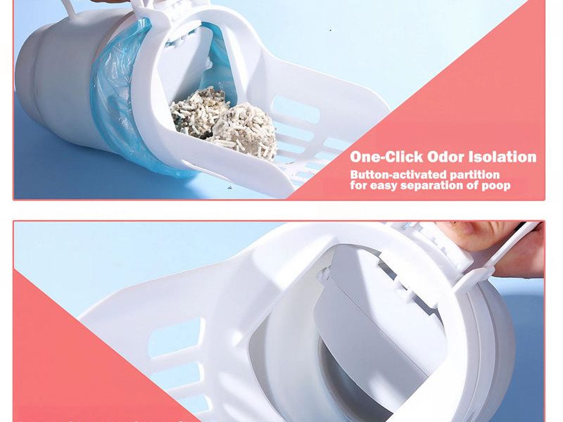 Upgrade Widen Cat Litter Shovel Scoop with Refill Bags Large Cat Litter Box Self Cleaning Cat Waste Bin System Pet Supplies Pet Products