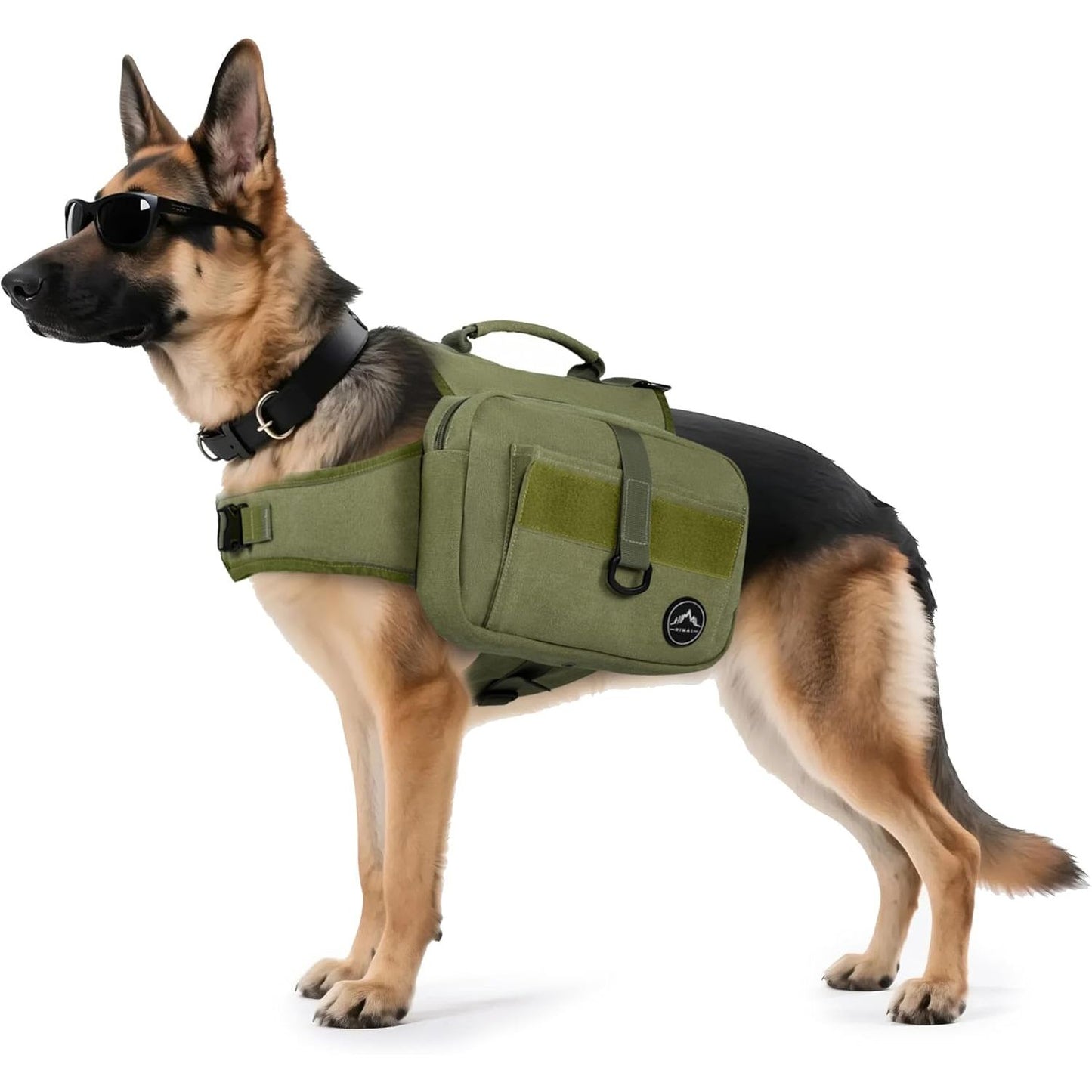 Outdoors Tactical Dog Backpack and Saddle Bag for Large Dogs, Featuring Side Pockets and Adjustable Straps for Hiking