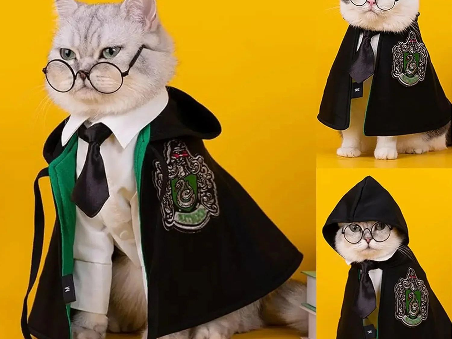 Halloween Cat Cosplay Cloak College Pet Clothes Small Magic Cloak Dog Costume Pet Glasses Necktie Dog Pet Shawl Autumn Clothes