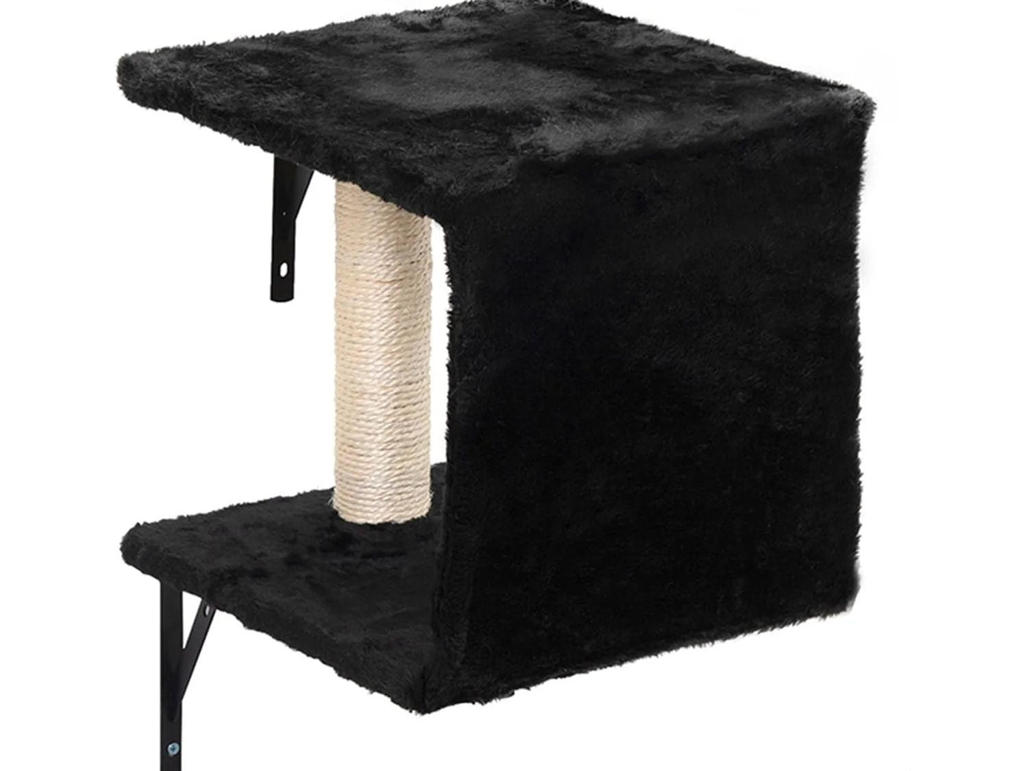 Cat Wall Shelves and Perches Set, Cat Tower for Adult Cats Mounted Cat Tree House for Indoor Cats Modern Furniture for Cat Sleeping Playing Lounging Climbing Cat Tree for Large, Black