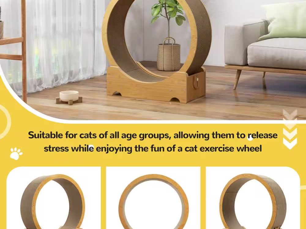 Cat Treadmill Exercise Wheel Corrugated Cat Scratcher, Large