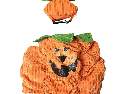 Pet Suit with Ear Hole Design Corduroy Fabric Pet Suit Adorable Halloween Pet Costumes for Small Dogs Cats Pumpkin for Funny