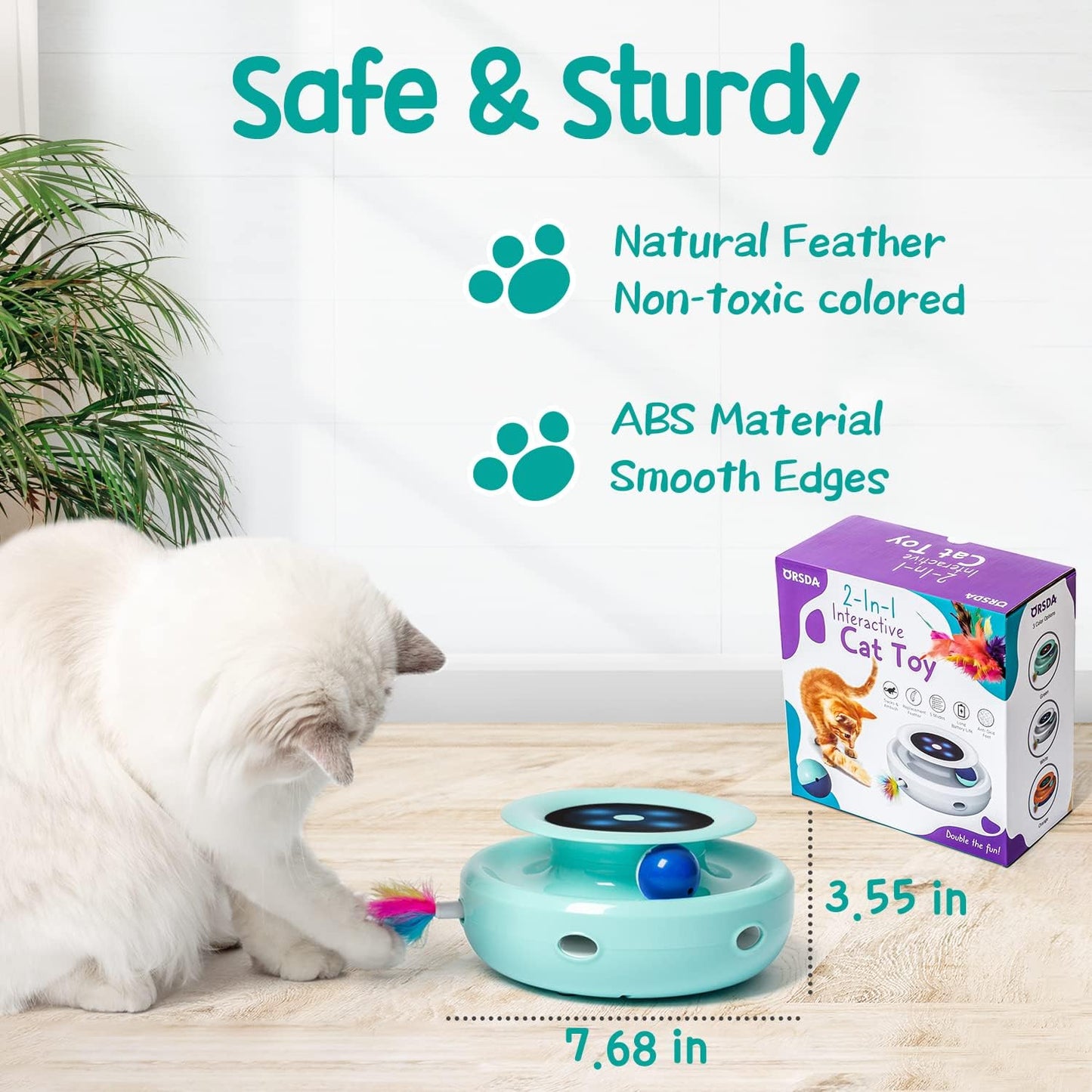 2-in-1 Interactive Cat Toys for Indoor Use - Automatic Toy Balls and Mice with Ambush Feather Attachments, Dual Power Supply, Adjustable Speed, and Auto On/Off Functionality