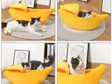 Cozy Banana Cat Bed – Winter Comfort Nest for Cats & Small Dogs