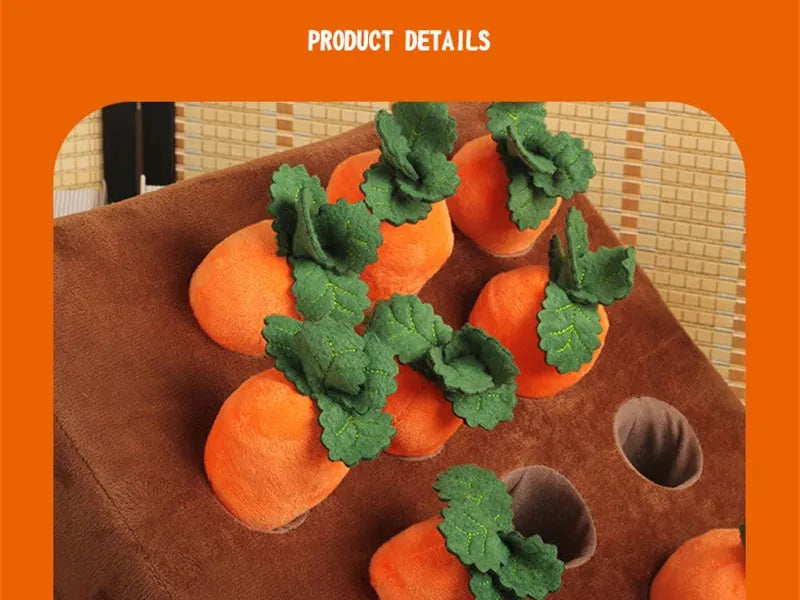 Pet Enrichment Vegetable Mat – Plush Carrot & Radish Treat Snuffle