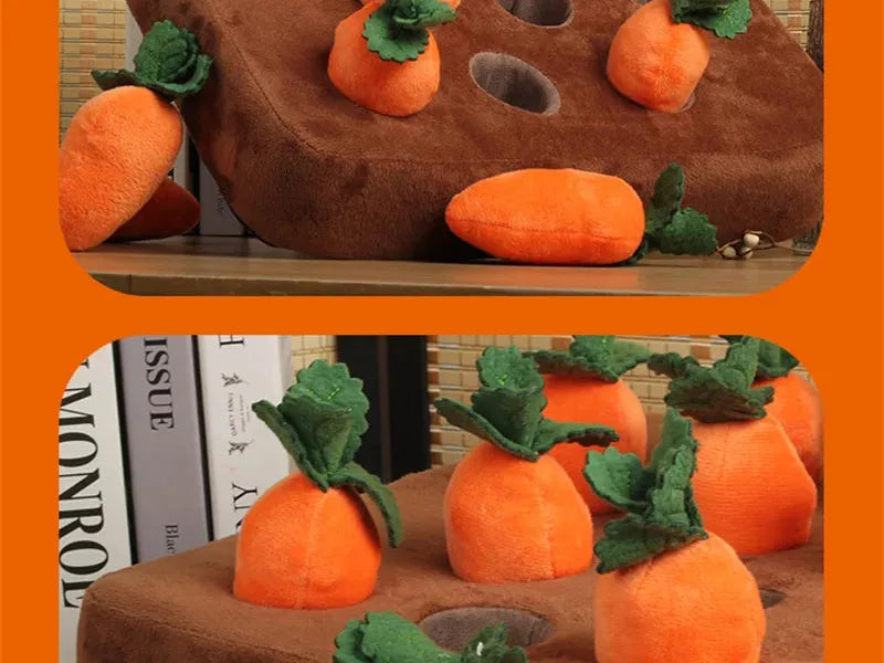 Pet Enrichment Vegetable Mat – Plush Carrot & Radish Treat Snuffle