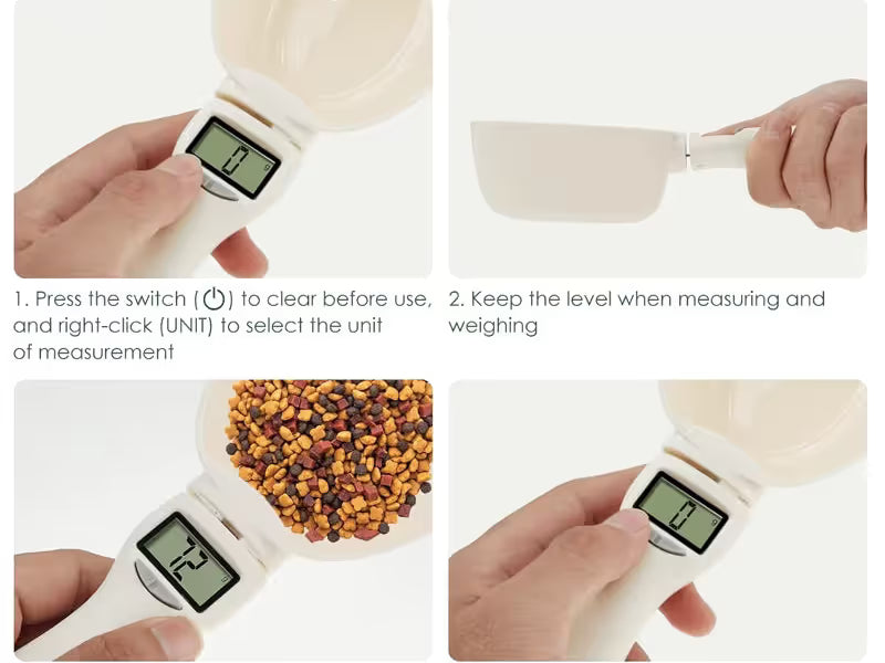 Pet Food Measuring Scoop – Electronic Digital Spoon Scale for Dogs & Cats